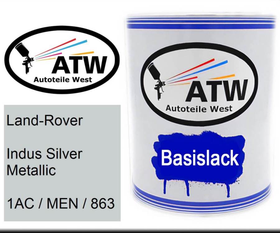 Land-Rover, Indus Silver Metallic, 1AC / MEN / 863: 1L Lackdose, von ATW Autoteile West.